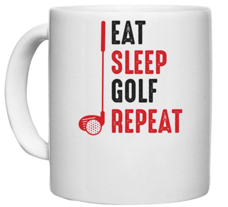 UDNAG White Ceramic Coffee/Tea Mug 'Golf | Eat' Perfect for Gifting [330ml] - Image 2