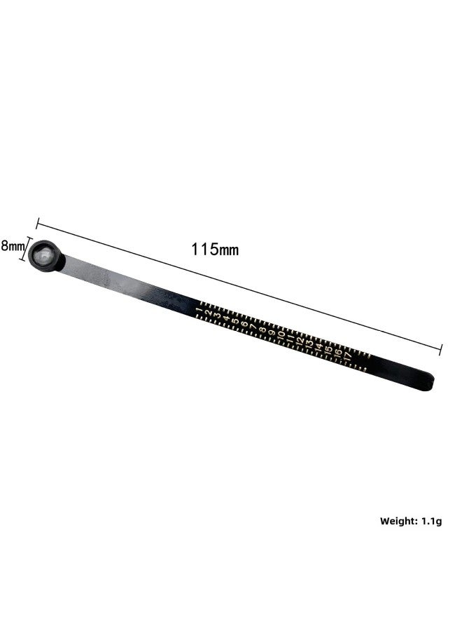 Ring Measuring Strip With Magnifying Glass Finger Size Measuring Soft Ruler Belt Measuring Ring Beauty-Model:English Black Belt Mirror Ring Measuring Ruler  - Image 2