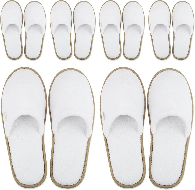 BERGMAN KELLY - Spa Slippers - Disposable Indoor House Slippers - Closed Toe House Shoes for Men & Women - Value Pack Hotel Indoor Shoes for Guests - Washable & Reusable for Travel & Wedding