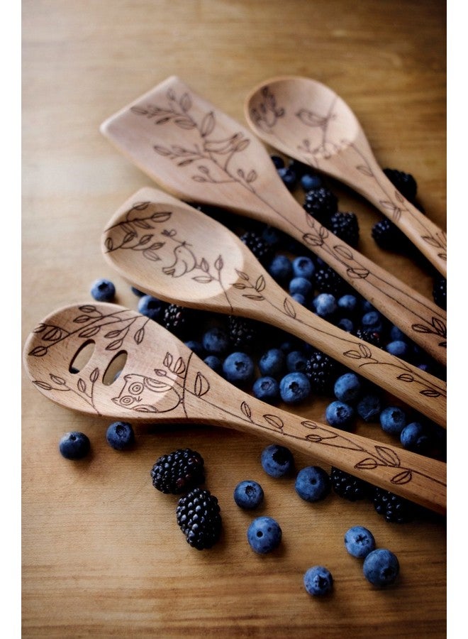 Talisman Designs Laser Etched Beechwood Cooking, Honey Bee Slotted Spoon - Image 3