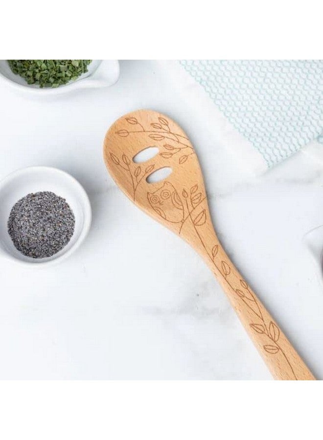 Talisman Designs Laser Etched Beechwood Cooking, Honey Bee Slotted Spoon - Image 2