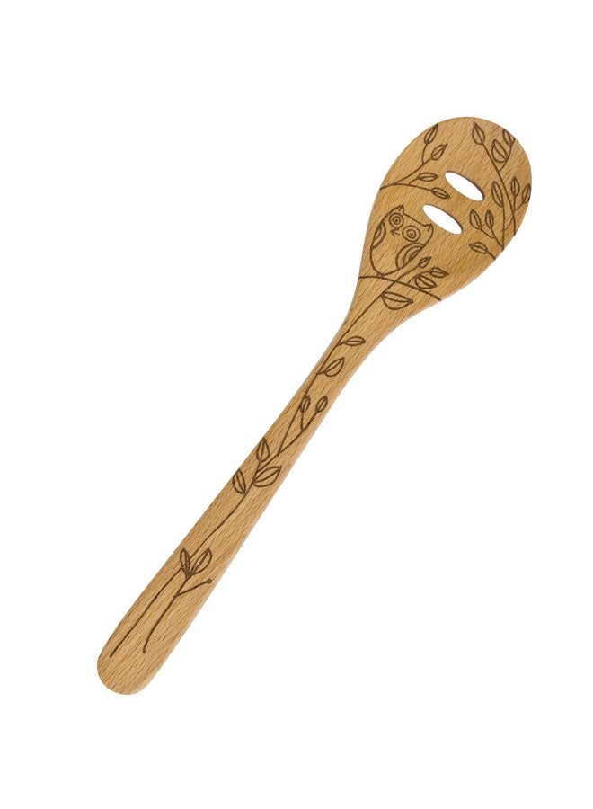 Talisman Designs Laser Etched Beechwood Cooking, Honey Bee Slotted Spoon - Image 1