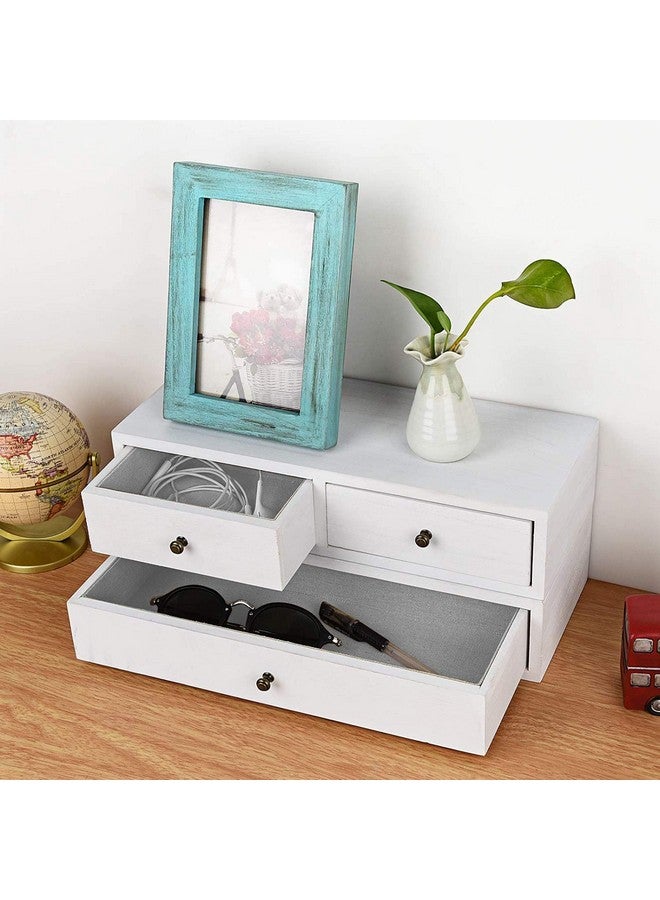 UHUD CRAFTS Floating Shelves with Drawer Wood Wall Shelves/Cabinets for Storage and Display Multiuse as A Nightstand or Bedside Shelf Set of 2 Vintage White - Image 5