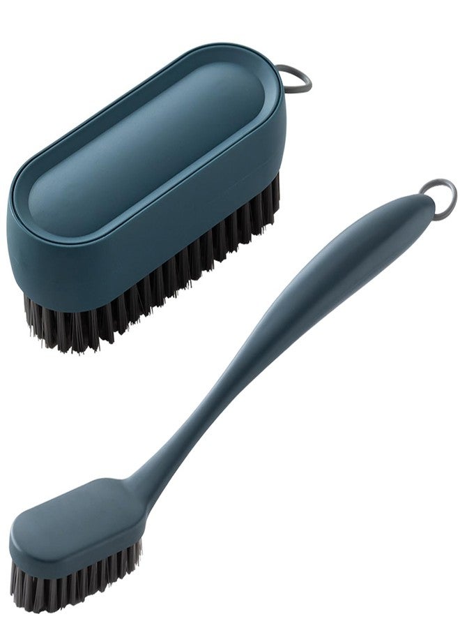 Selaurel Laundry Scrub Brush Cleaning Brush 2 Pack Soft Bristle Brush Clothes Underwear Scrubbing Brush Long Handle Household Cleaning Brushes for Bathtubs Countertops (Blue) - Image 1