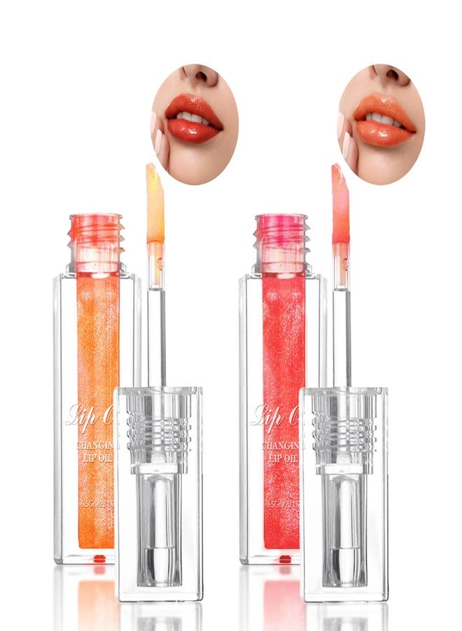 Aaiffey 2Pcs Magic Color Changing Lip Oil Boss Up Lip Gloss Color Changing Lip Glow Oil Moisturizing Transparent Plumping Lip Tinted Oil for Lip Care - Image 1