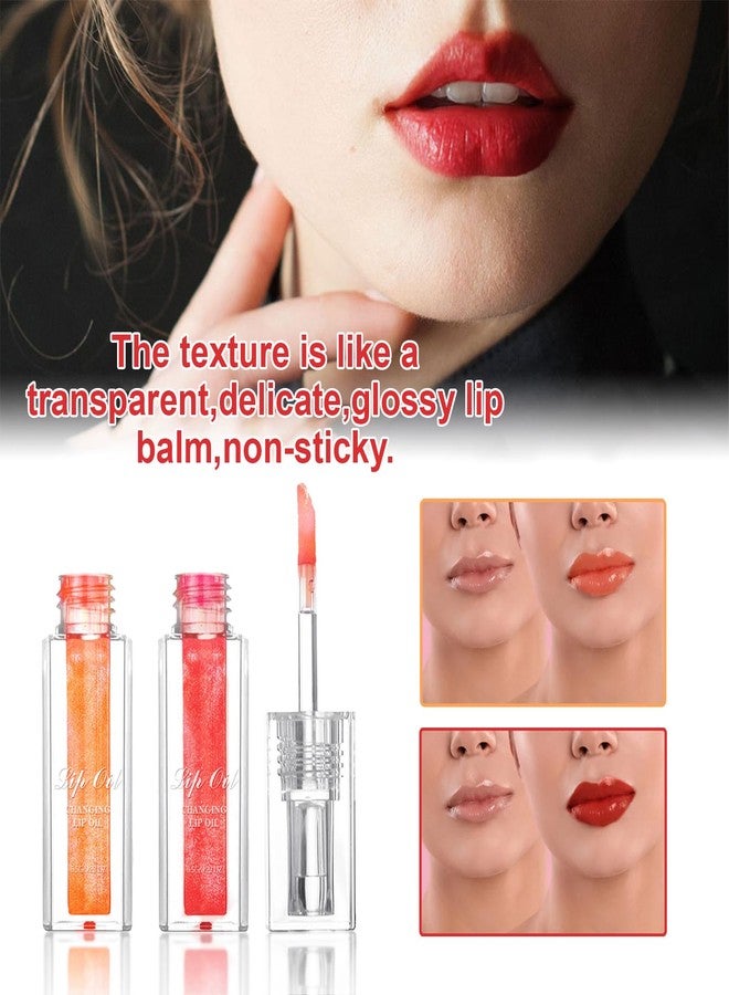 Aaiffey 2Pcs Magic Color Changing Lip Oil Boss Up Lip Gloss Color Changing Lip Glow Oil Moisturizing Transparent Plumping Lip Tinted Oil for Lip Care - Image 4
