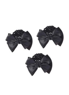 minkissy Minkissy Black Hair Clip Set Snood Net Flower Bun Cover Bowknot Mesh Clip Hair Flower Net Bag Headdress for Office Girls 