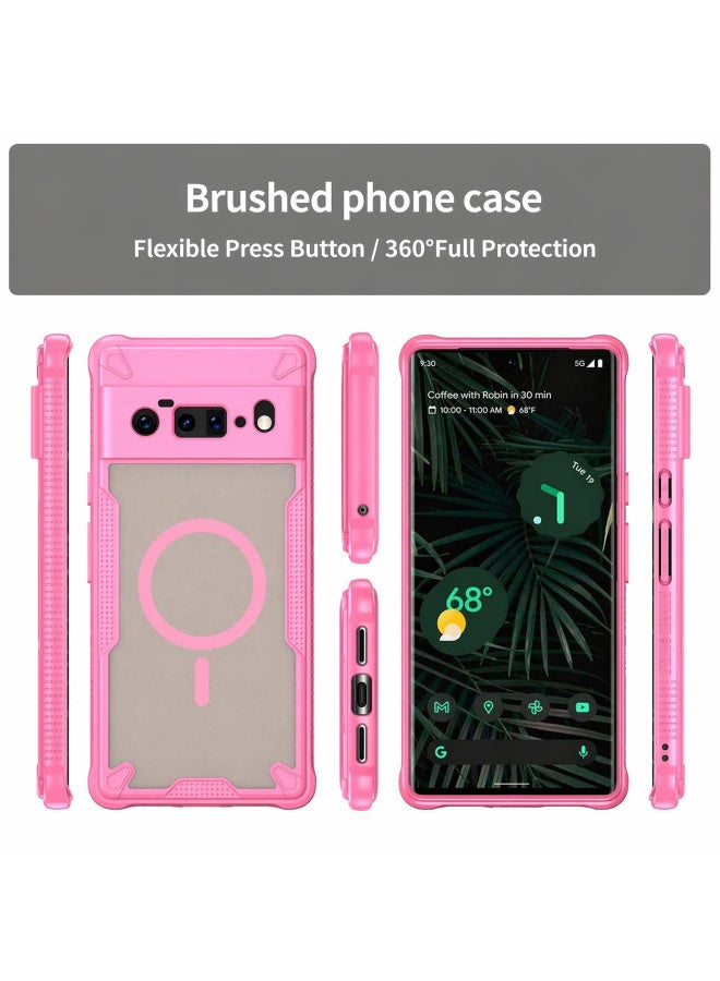 غطاء حمايه لهاتف بكسل 6 برو (Pixel 6 Pro) جراب ارمور مغناطيسي ياتي بحواف مرتفعة حول الشاشة وعدسة الكاميرا تساعد على منع الخدوش - وردي - Image 2