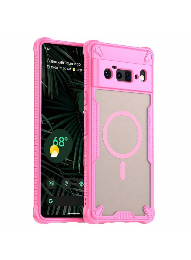 غطاء حمايه لهاتف بكسل 6 برو (Pixel 6 Pro) جراب ارمور مغناطيسي ياتي بحواف مرتفعة حول الشاشة وعدسة الكاميرا تساعد على منع الخدوش - وردي - Image 1