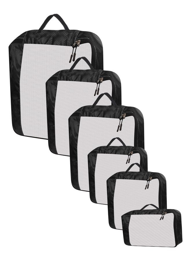 OxbOw Travel Organizer Pouch, Packing Cubes For Travel, Cloth Organizer For Travel, Suitcase Organizer For Travelling, Packing Bags For Travelling (Black, SET OF 6(1L+2M+2S+1SLIM)) - Image 1