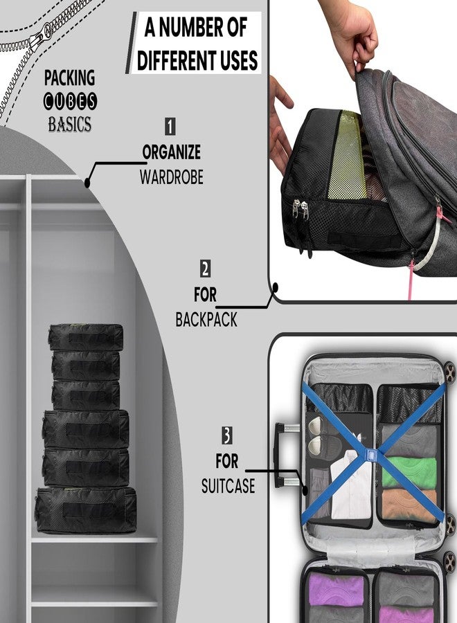 OxbOw Travel Organizer Pouch, Packing Cubes For Travel, Cloth Organizer For Travel, Suitcase Organizer For Travelling, Packing Bags For Travelling (Black, SET OF 6(1L+2M+2S+1SLIM)) - Image 4