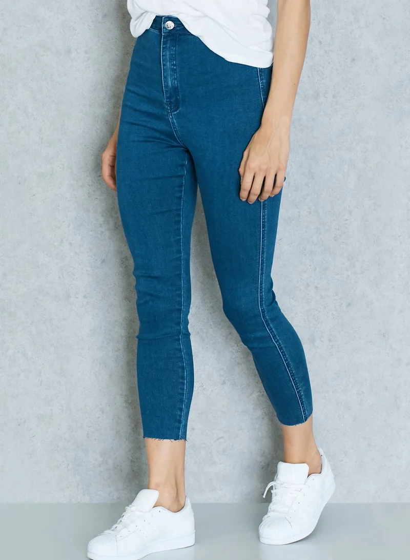 Missguided Vice Cropped Skinny Jeans Mid