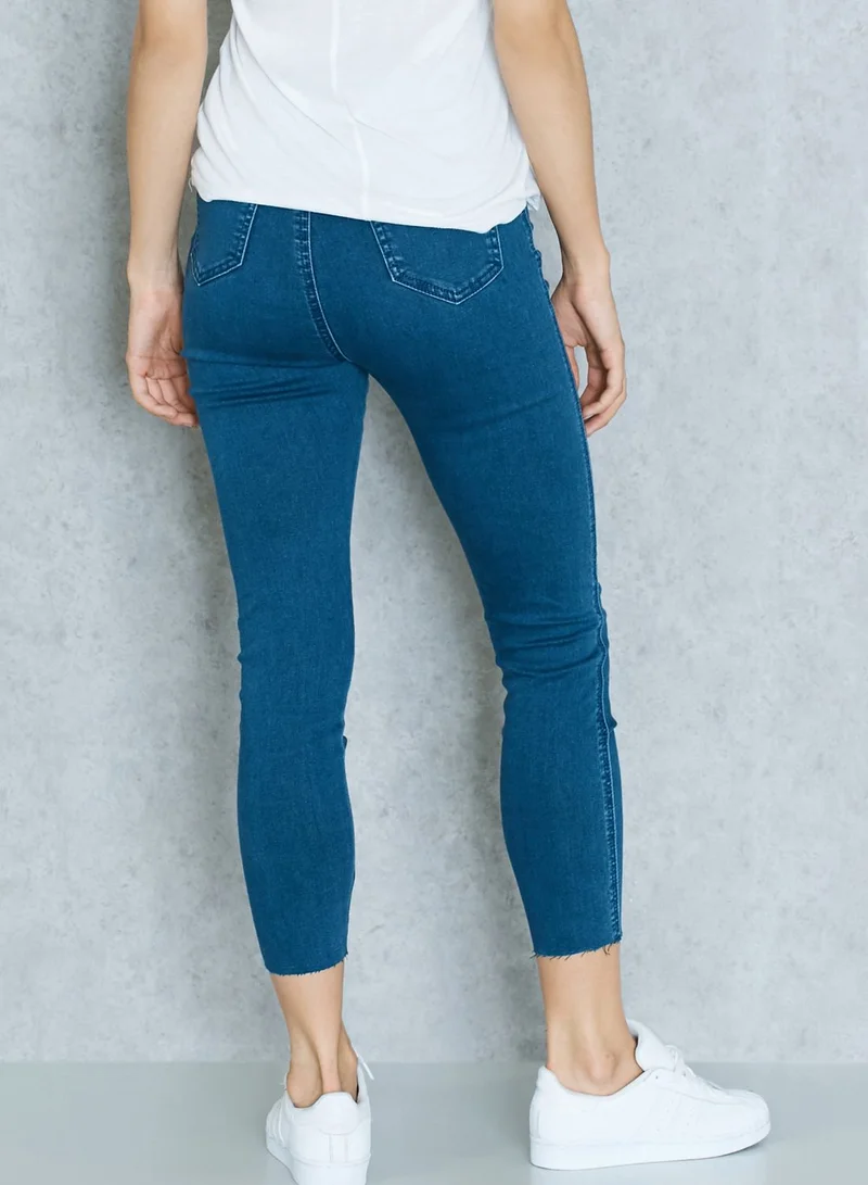Missguided Vice Cropped Skinny Jeans Mid