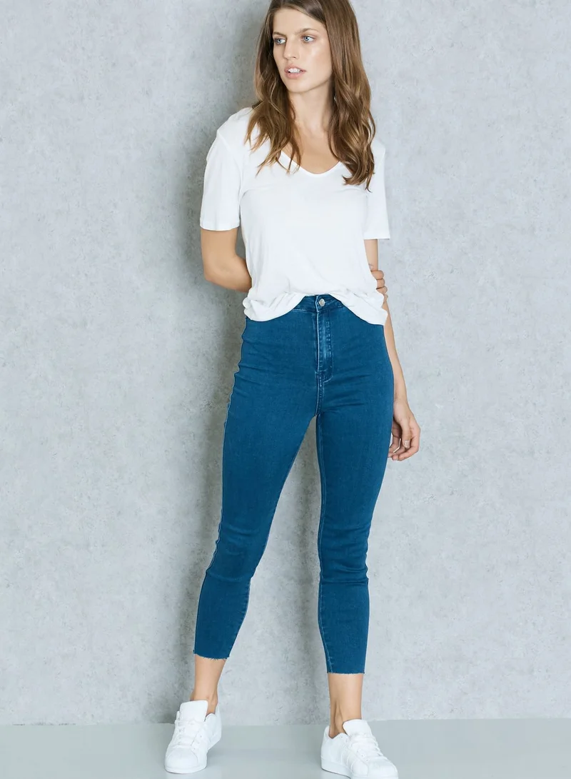 Missguided Vice Cropped Skinny Jeans Mid