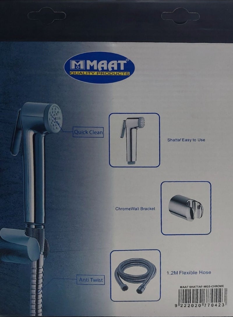 MAAT Shattaf Set with Wall Bracket and Flexible Hose - Chrome - Image 3
