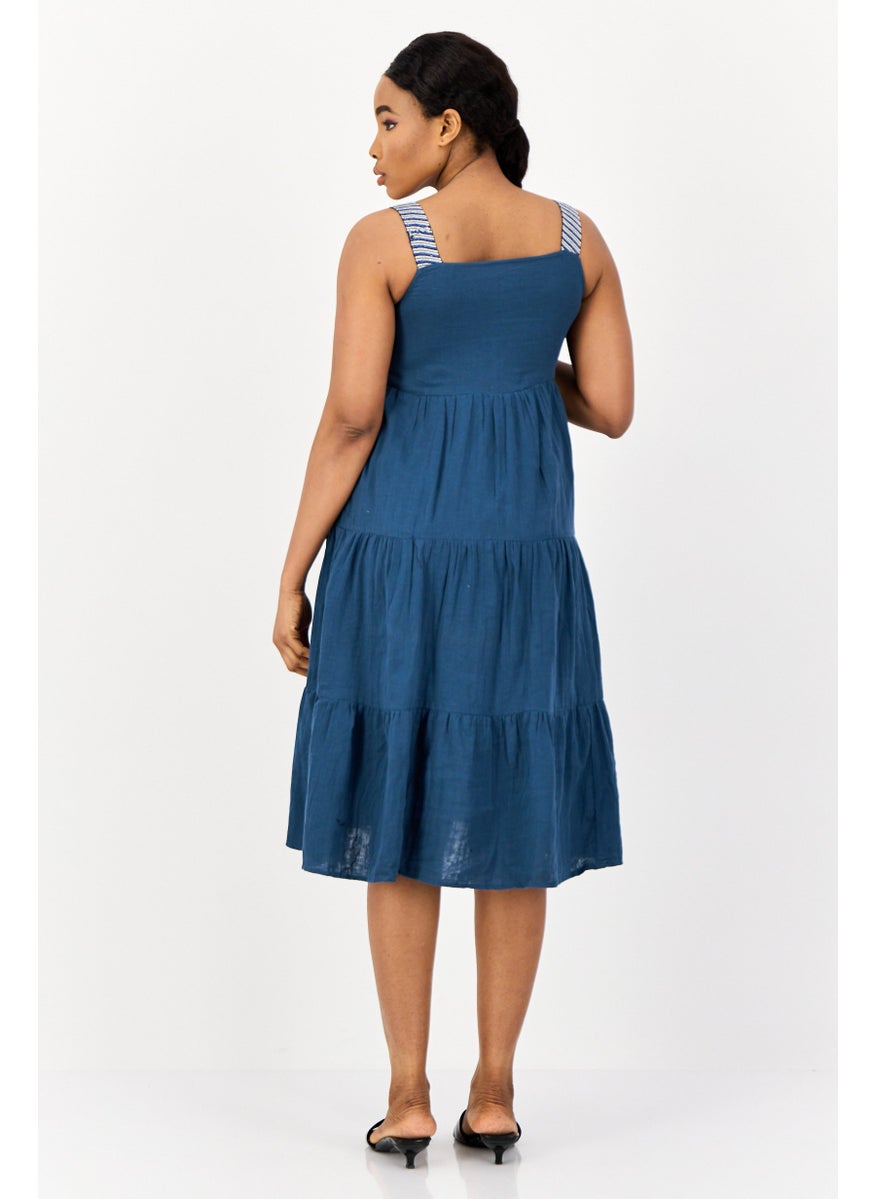 ONLY Women Solid Midi Dress, Teal Blue  - Image 2