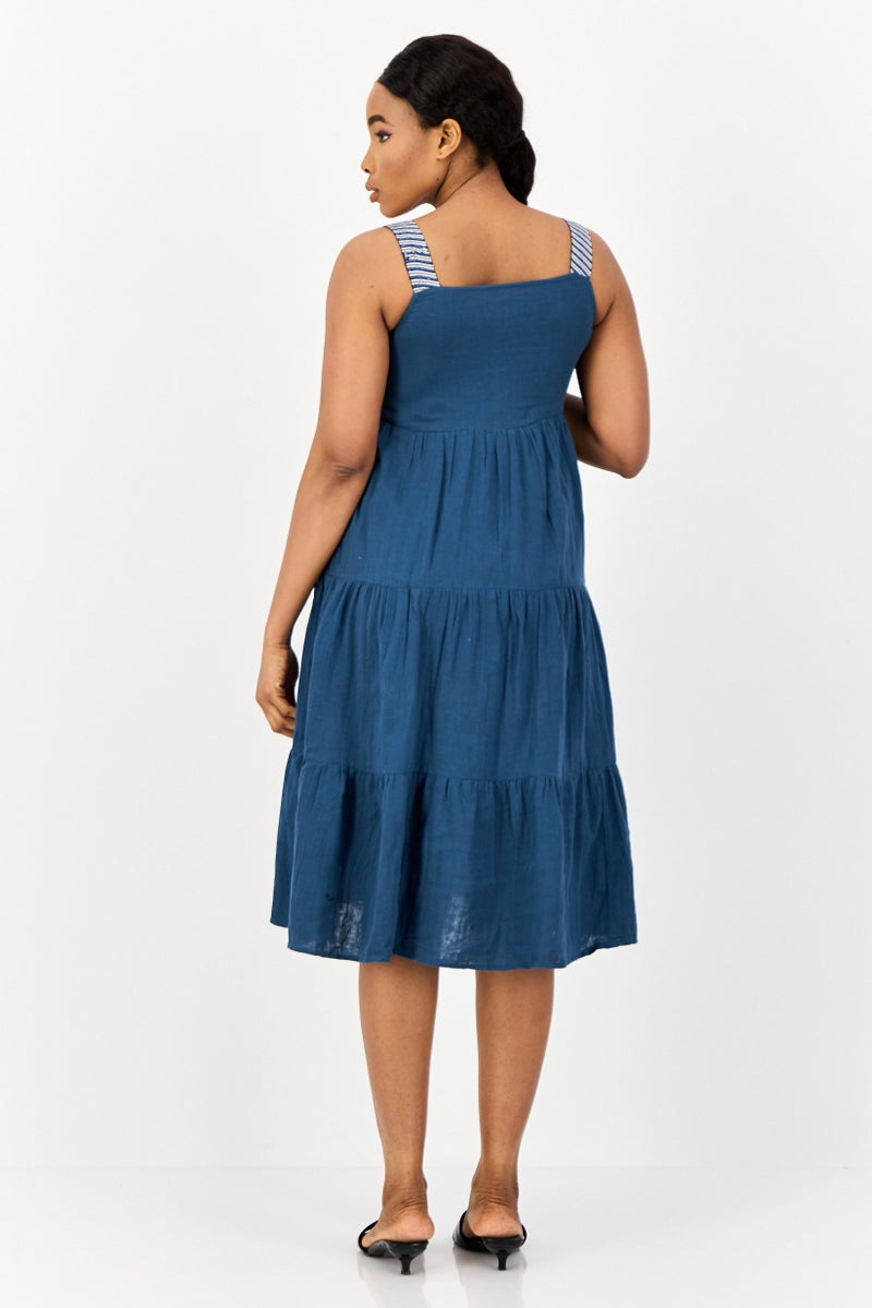 ONLY Women Solid Midi Dress, Teal Blue - Image 2