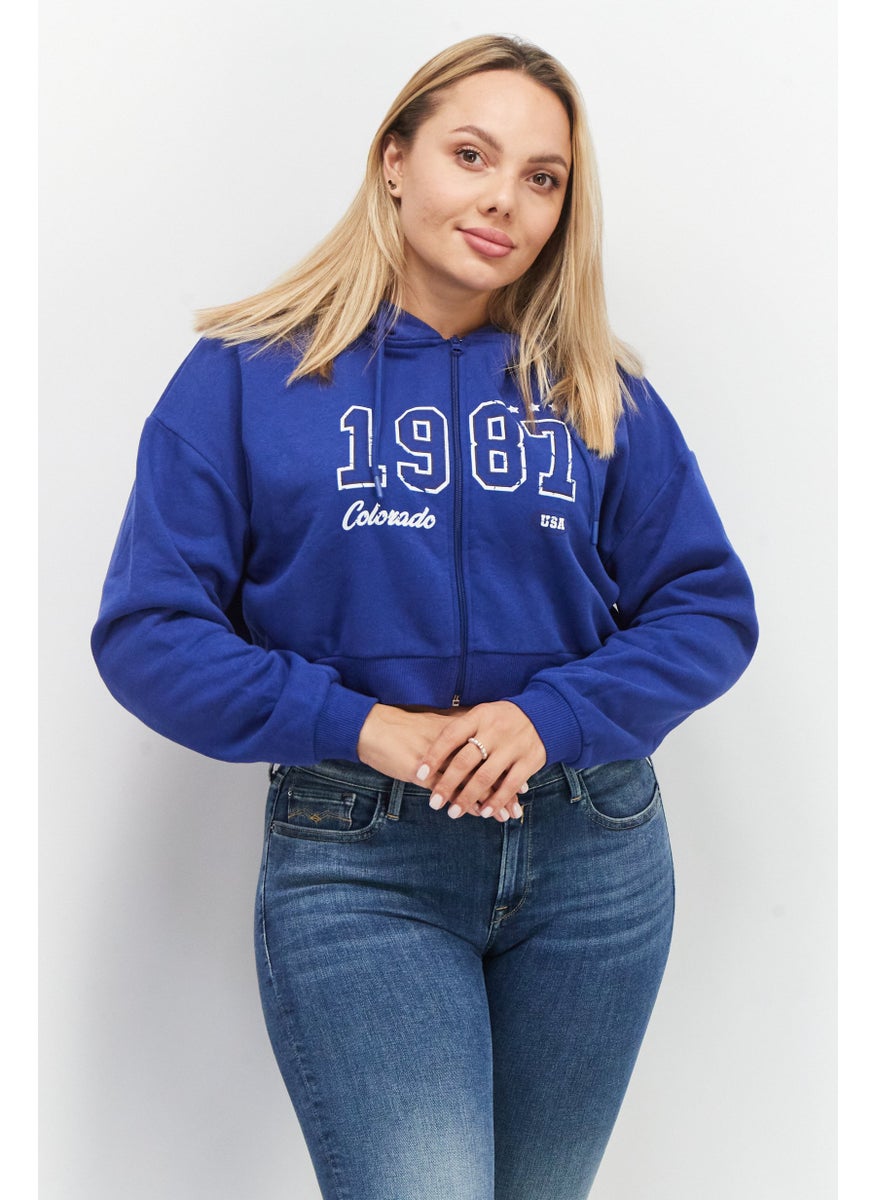 Women Printed Full Zip Crop Sweatshirt, Blue - pzsku/Z7A77835C9C81A1FA0C36Z/45/_/1737642279/565cd4f4-93bb-4be5-af6e-0d4690df13fc