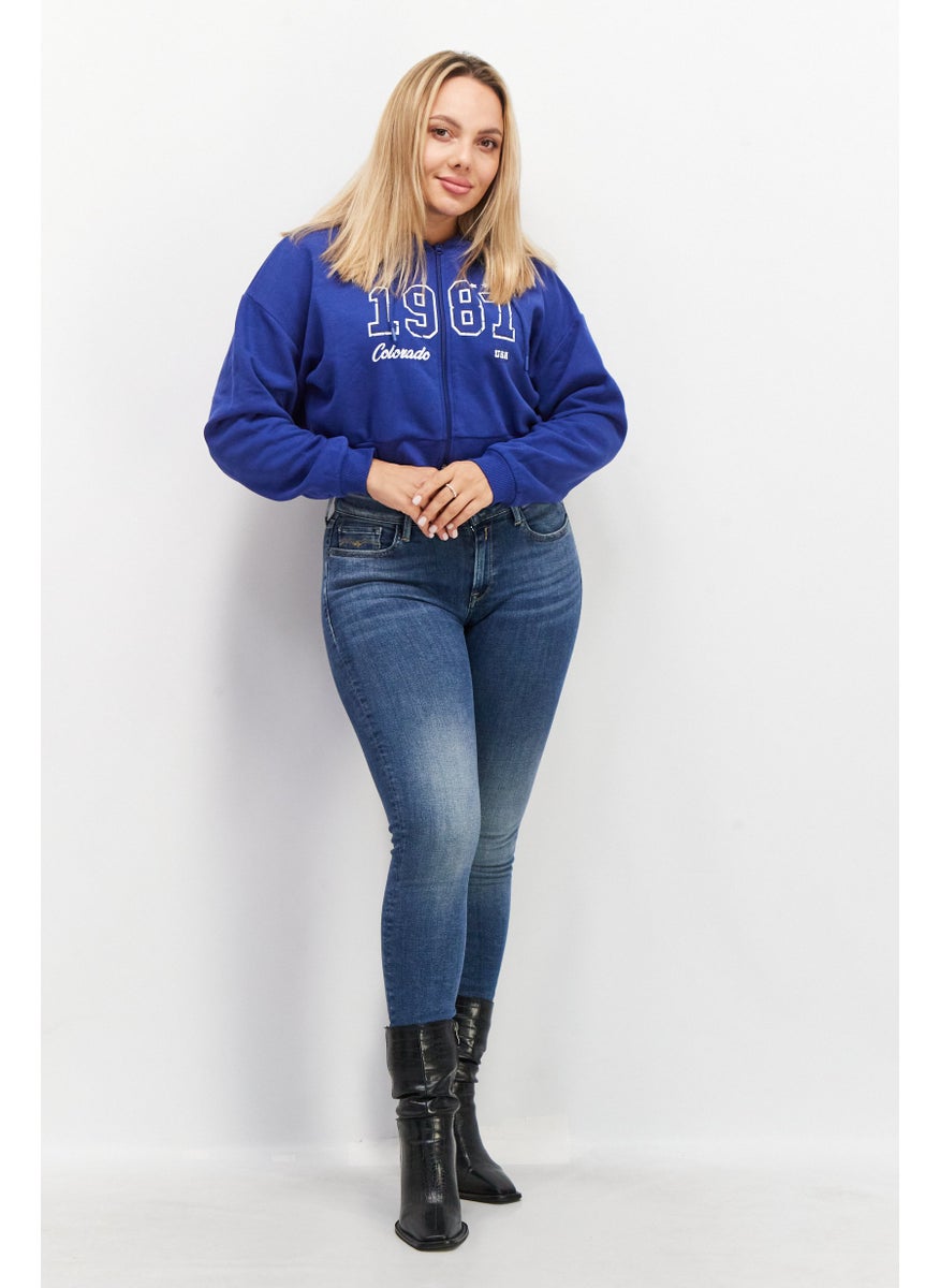 Women Printed Full Zip Crop Sweatshirt, Blue - pzsku/Z7A77835C9C81A1FA0C36Z/45/_/1737900585/42b1f26e-6956-4d8f-b6be-61c31f7cbfed