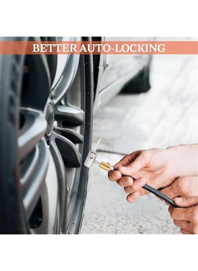 MOXO Metal Tire Air Chuck with Clip Adapter, Heavy Locking Tire Inflator Air Chuck Adapter, Locking Tire Air Chuck with Standard Tire Vae Thread, No Leakage Tire Chucks for ressor Pump Hos  - Image 4
