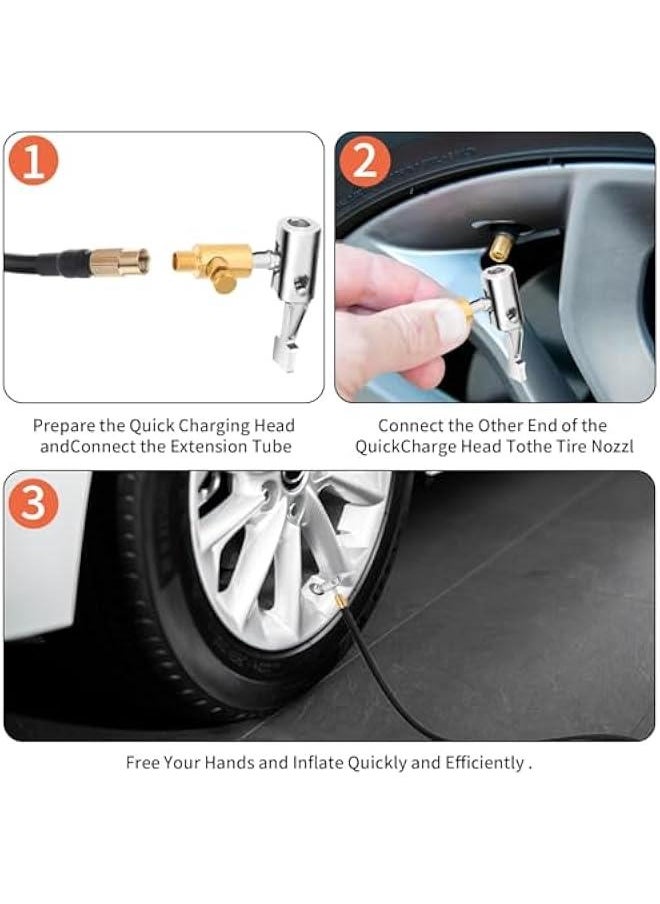 MOXO - Metal Tire Air Chuck with Clip Adapter, Heavy Locking Tire Inflator Air Chuck Adapter, Locking Tire Air Chuck with Standard Tire Vae Thread, No Leakage Tire Chucks for ressor Pump Hos - Image 1