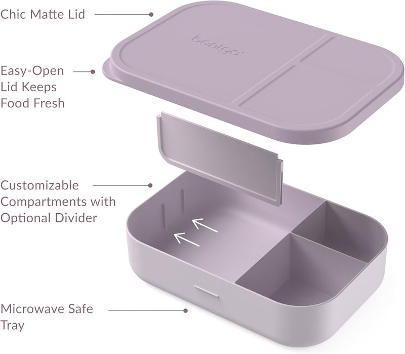 Bentgo Modern Tray with Matte Lid  Reusable BPAFree Meal Prep Containers for Adults with Removable Divider  3 or 4 Compartments for Healthy Portioned Meals At Home  On the Go Orchid - Image 4