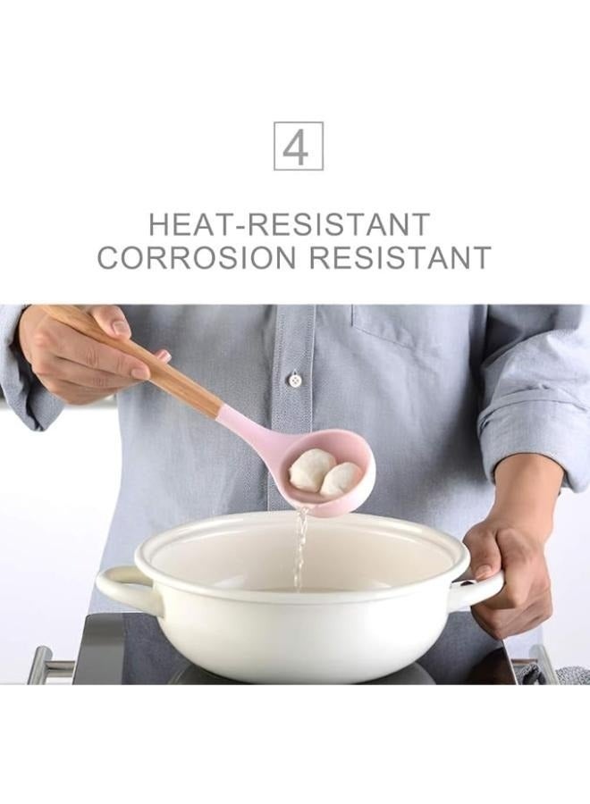 ELTRAZONE 12-Piece Silicone Cooking Utensil Set with Wooden Handles, Heat-Resistant BPA-Free Kitchen Tools, Non-Stick Safe & Dishwasher Safe Spatula, Spoon, Turner & Ladle Set - Image 2