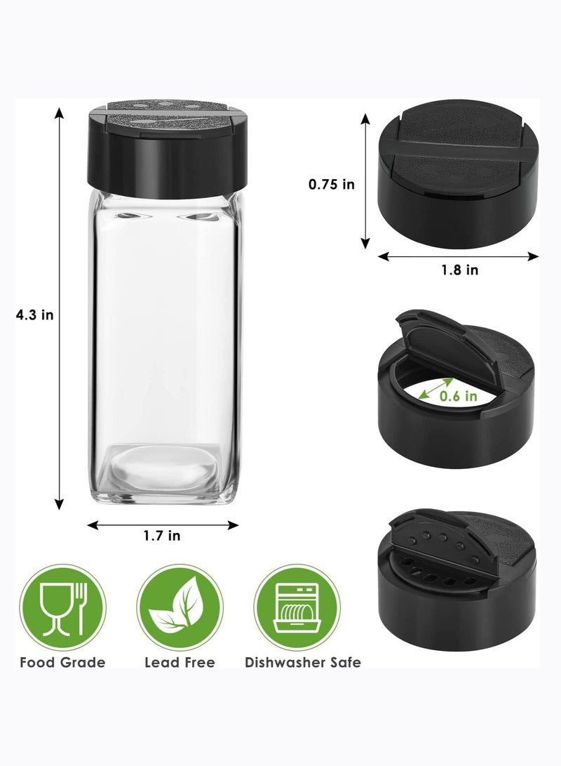 Spice Jars with Labels, 4 oz Glass Spice Jars with Lids, Spice Box set with Stickers, Collapsible Funnel, Pens (24 PCS Bamboo Lid) (12 PCS Black Shaker Lid) - Image 2
