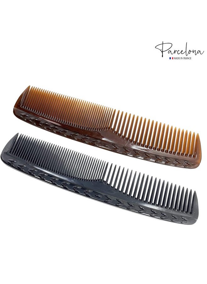 French Bordered Tortoise Shell And Black Large 8” Celluloid Set Of 2 Toothed Pocket Hair Combs For Women And Men - pzsku/Z7A77C85923845E5D993FZ/45/_/1719076380/3d42ea9a-21df-4ba0-9dd4-5fd962aa0b03