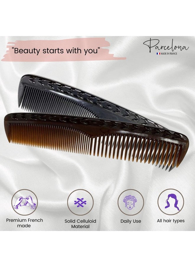 French Bordered Tortoise Shell And Black Large 8” Celluloid Set Of 2 Toothed Pocket Hair Combs For Women And Men - pzsku/Z7A77C85923845E5D993FZ/45/_/1719076381/c2ba10cf-6817-4bb6-be82-292c492bf847