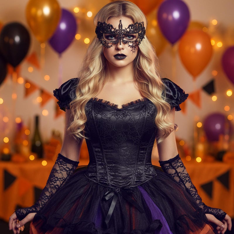 Zelphvt 2 Pcs Mask Masquerade, Masquerade Mask for Women Lace Masks Venetian Masks for Costume Party Prom Ball Carnival, Black & White - Image 5