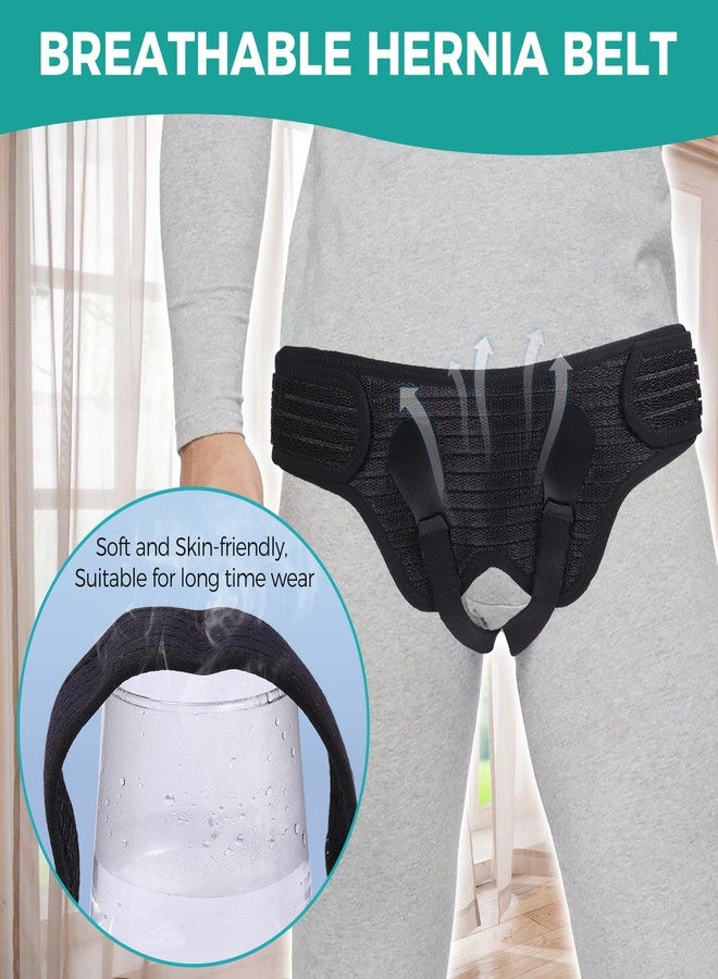 lefeke Hernia Belt for Men, Hernia Support Truss Brace for Groin Pain Relief, Hernia Truss for Bilateral, Adjustable Waist Guard Left or Right Side for Men & Women with 4 Compression Pads(M-black) - Image 5