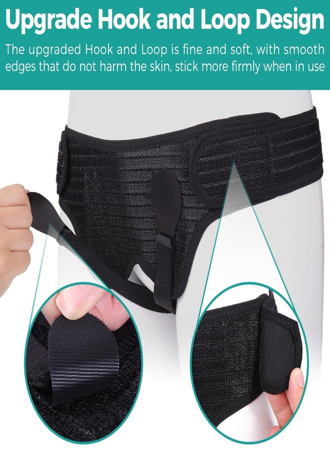 lefeke Hernia Belt for Men, Hernia Support Truss Brace for Groin Pain Relief, Hernia Truss for Bilateral, Adjustable Waist Guard Left or Right Side for Men & Women with 4 Compression Pads(M-black) - Image 4