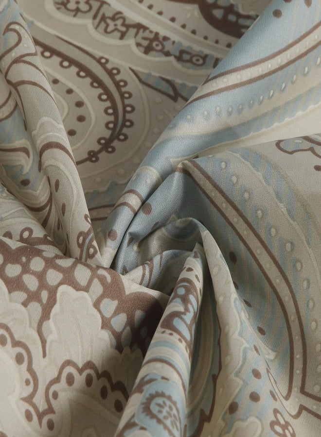 BESTRIPES Fabric Shower Curtain, Taupe Blue Printed Boho Paisley Pattern Shower Curtain for Bathroom, Waterproof Bathroom Curtains, 72" W x 72" H - Image 2