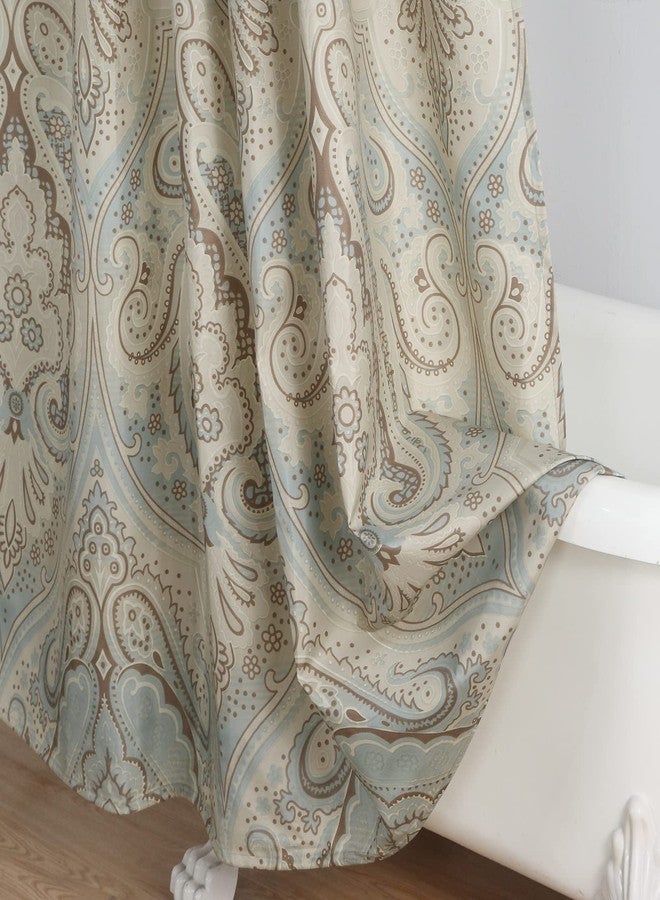 BESTRIPES Fabric Shower Curtain, Taupe Blue Printed Boho Paisley Pattern Shower Curtain for Bathroom, Waterproof Bathroom Curtains, 72" W x 72" H - Image 5