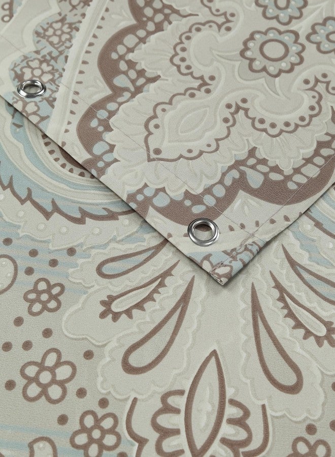 BESTRIPES Fabric Shower Curtain, Taupe Blue Printed Boho Paisley Pattern Shower Curtain for Bathroom, Waterproof Bathroom Curtains, 72" W x 72" H - Image 4