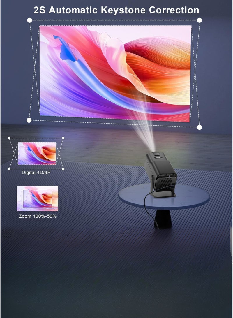 كالوس جهاز عرض ذكي محمول عالي الدقة - يدعم 4K، واي فاي ثنائي النطاق 5G وبلوتوث 5.0 - جهاز عرض صغير للسينما المنزلية للأفلام والألعاب والعروض التقديمية - متوافق مع أنظمة Android وiOS وWindows وTV Stick وHDMI وUSB - Image 4