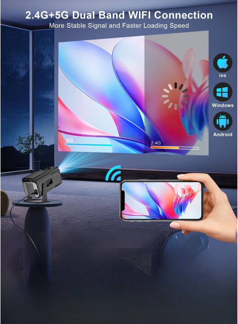 كالوس جهاز عرض ذكي محمول عالي الدقة - يدعم 4K، واي فاي ثنائي النطاق 5G وبلوتوث 5.0 - جهاز عرض صغير للسينما المنزلية للأفلام والألعاب والعروض التقديمية - متوافق مع أنظمة Android وiOS وWindows وTV Stick وHDMI وUSB - Image 3