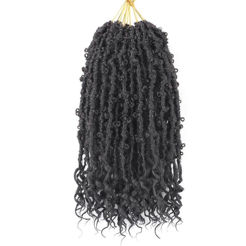 Short Butterfly Locs Goddess Locs Crochet Hair With Curly Ends 18 Inch Distressed Butterfly Faux Locs Synthetic Goddess Locs Butterfly Soft Locs Hair Extensions 14 Inch 6packs1B