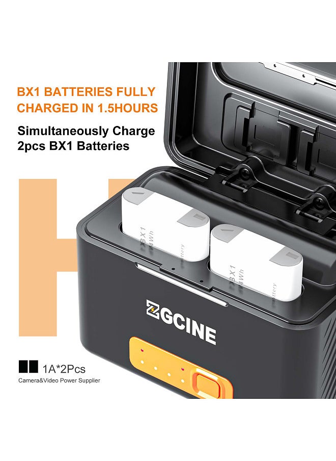 ZGCINE - PS-BX1 Portable Camera Battery Fast Charging Case 5200mAh Wireless Dual Battery Charger with Type-C Port Replacement for Sony NP-BX1 Battery - Image 1