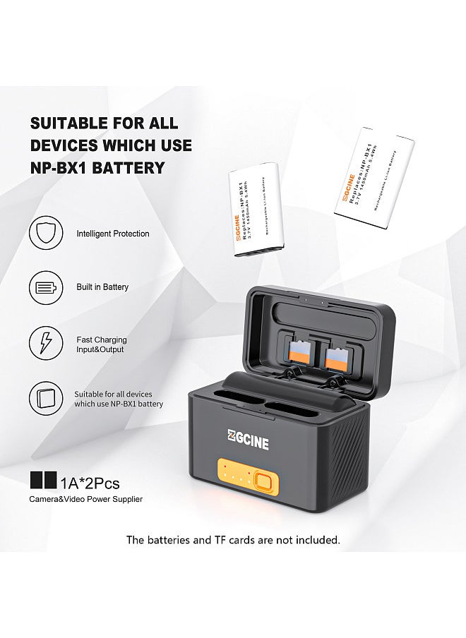 ZGCINE - PS-BX1 Portable Camera Battery Fast Charging Case 5200mAh Wireless Dual Battery Charger with Type-C Port Replacement for Sony NP-BX1 Battery - Image 1
