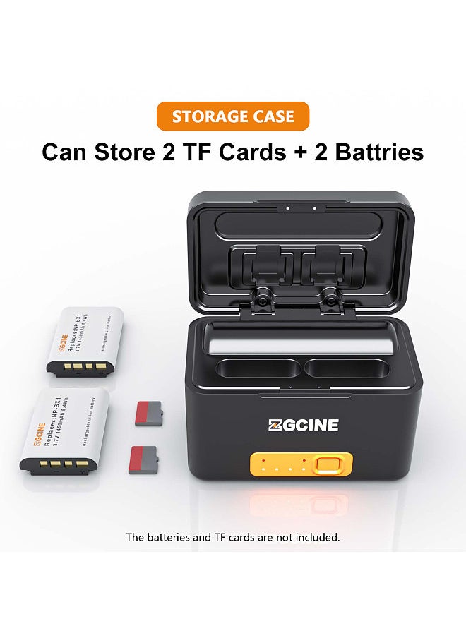 ZGCINE - PS-BX1 Portable Camera Battery Fast Charging Case 5200mAh Wireless Dual Battery Charger with Type-C Port Replacement for Sony NP-BX1 Battery - Image 1
