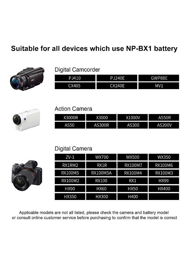 ZGCINE - PS-BX1 Portable Camera Battery Fast Charging Case 5200mAh Wireless Dual Battery Charger with Type-C Port Replacement for Sony NP-BX1 Battery - Image 1