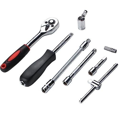 LSLANSOON 46 Pcs 1/4” Drive Socket Ratchet Wrench Set with Storage Case, Includes Metric Bit Socket Set and Extension Bar for Auto Repair and Home Maintenance - Image 3