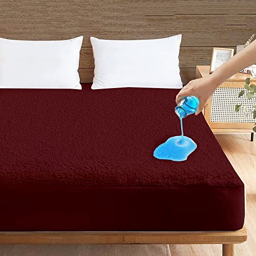 BABYLEE Mattress Protector Queen Size 78x60 Ultra Soft Breathable & Hypoallergenic Fitted Bed Protector Terry Cover(6x5 feet, Fits Upto 10 Inches, Coffee) - Image 1