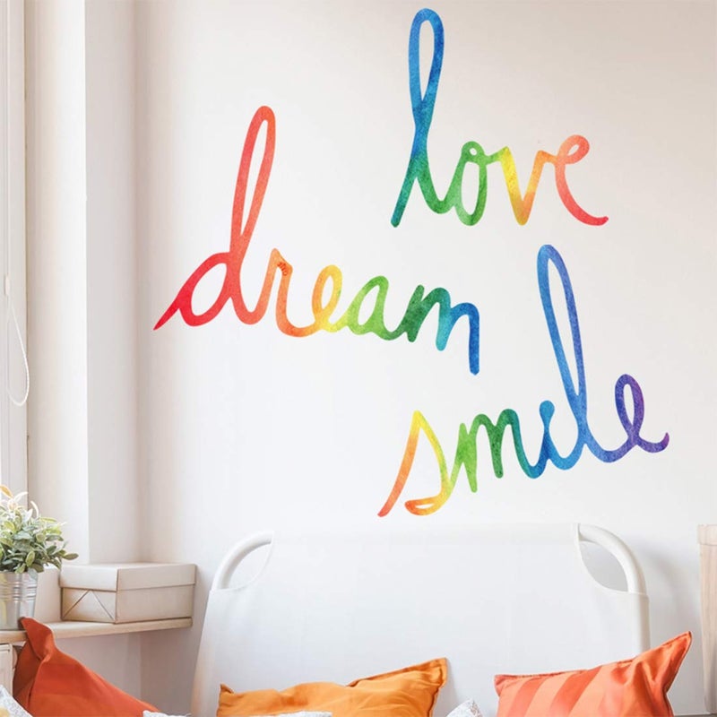 iinuu Inspirational Quotes Decor for Living Room, Bedroom, Classroom, Playroom, Nursery - Love Dream Smile Wall Decals for Girls Boys Room Decorations - Image 1