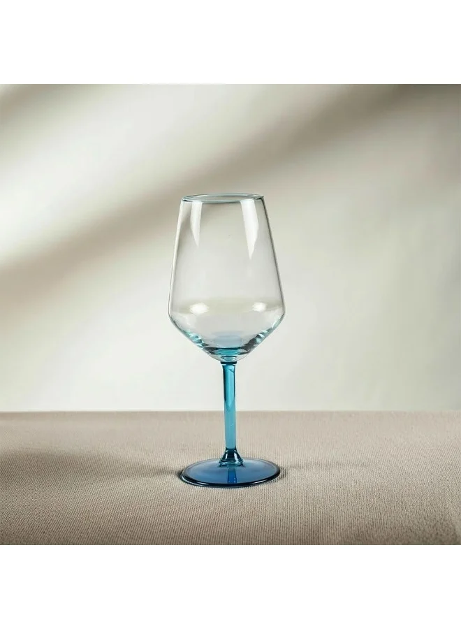 Rakle 4-Piece Blue Rim Wine Glass Set - 490ml Soda Lime Glassware for Kitchen & Table Top - Elegant Drinking Glasses for Wine, Cocktails & More