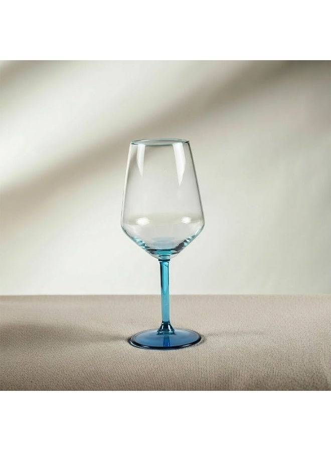 DANUBE HOME Rakle 4-Piece Blue Rim Wine Glass Set - 490ml Soda Lime Glassware for Kitchen & Table Top - Elegant Drinking Glasses for Wine, Cocktails & More