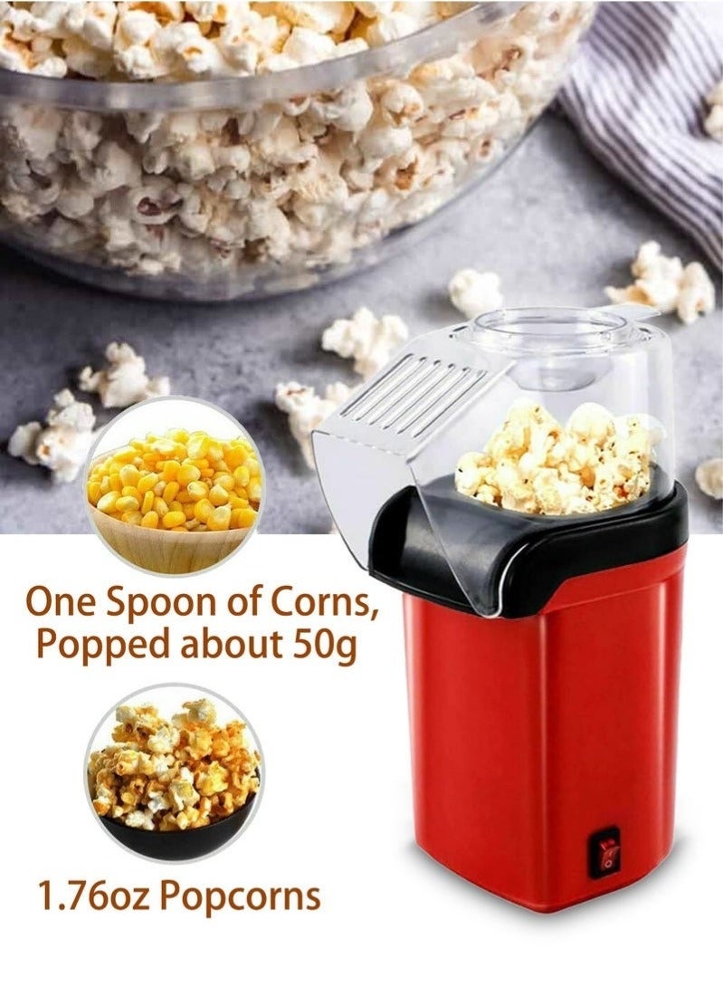 Air Popcorn Maker Classic Style Machine makes Hot, Fresh, and Fat-Free popcorn anytime , Easy To Use with Non-slip Feet Detachable Cap for easy clean 1.8 L 1200.0 W JYDQ-01H Red - Image 2