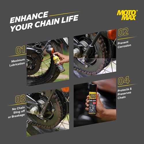 Motomax Chain Lube Aerosol Spray 200 ml |Provides Lubrication and corrosion protection of Chain & sprockets for Bikes, Motorbikes, Cars| Avoid Sling Off & Prevent Chain breakage | Extended Chain Life - Image 5